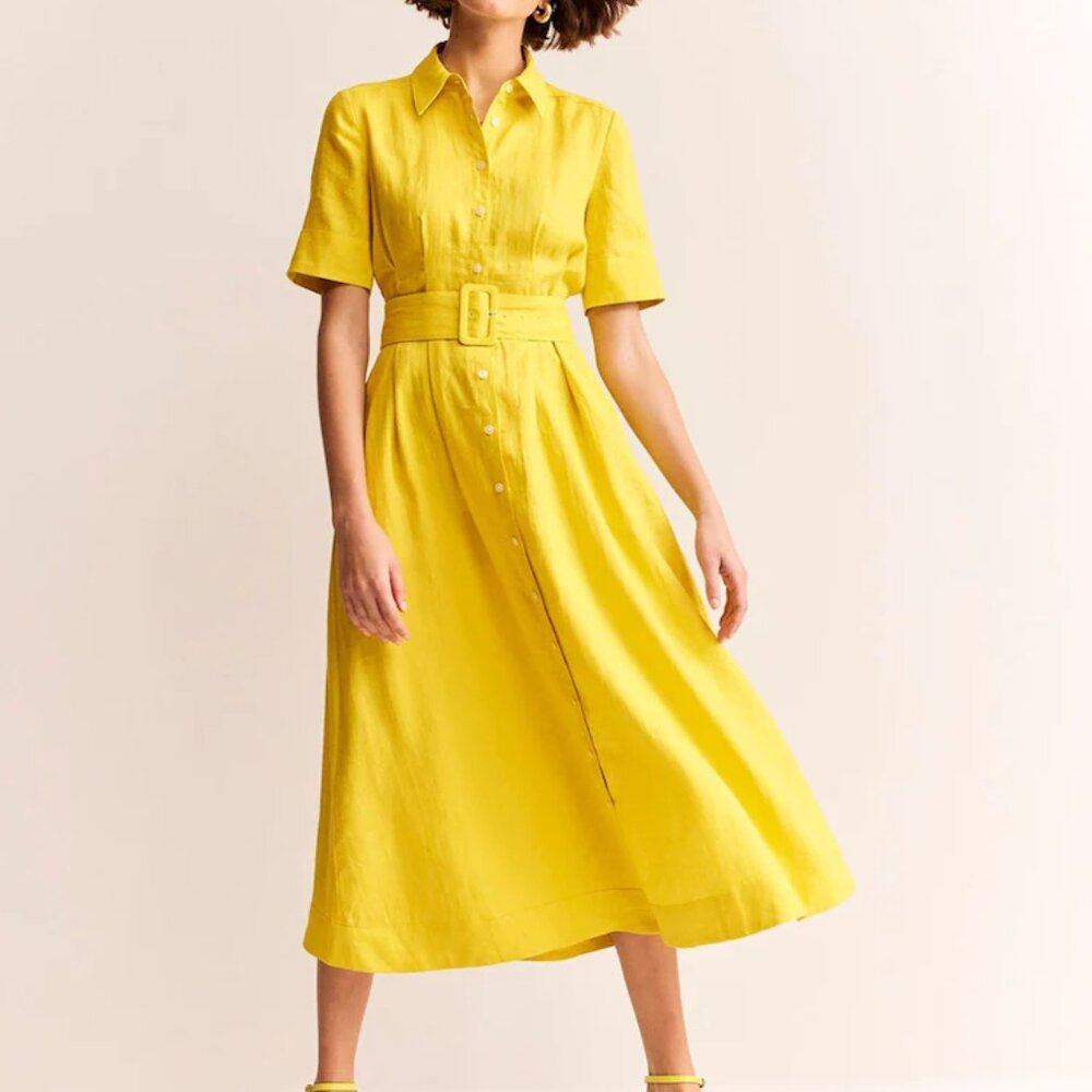 Boden - Louise Linen Midi Shirtdress - Size US 6 | UK 10